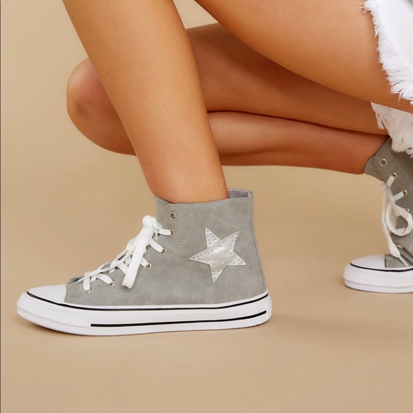 New in Box Grey High Top Sneakers - Picture 2 of 7